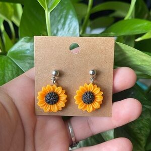 Sunflower Earrings with Silver posts